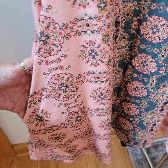 Wmns Sleeveless Jersey Pink Floral Dress Pockets Sz L - Picture 4 of 7